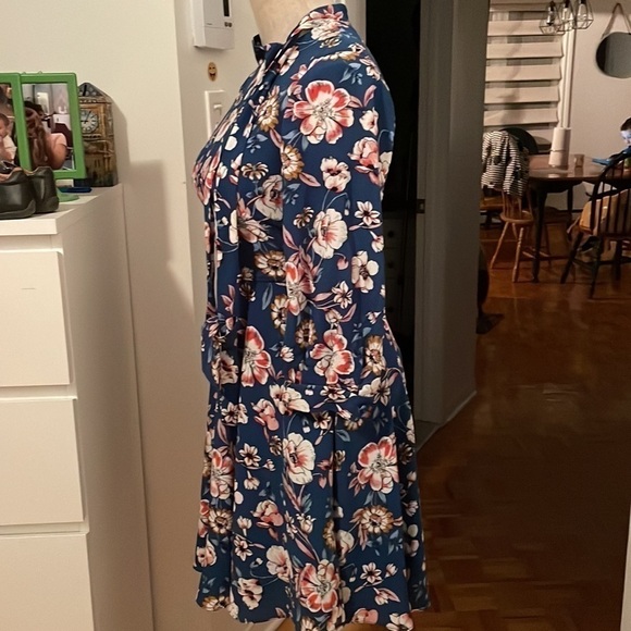 Eliza J Long-Sleeve Tie Neck Fit-&-Flare Dress - Picture 8 of 10